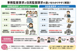 投稿についてもっと詳しく 事務監査請求と住民監査請求の違いとは？住民訴訟との関係を行政書士試験向けに徹底解説！